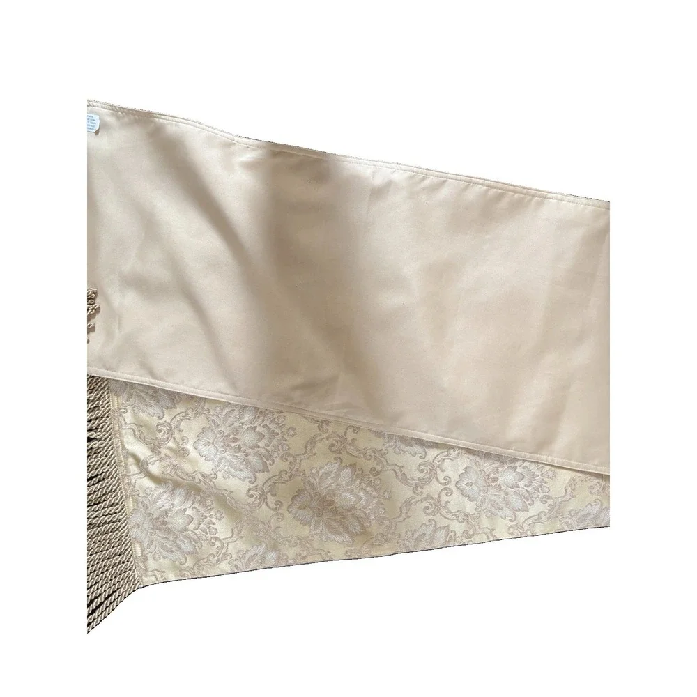 Gold Floral Damask Table Runner With Bullion Fringe Edge 13x 72